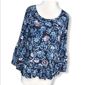 NWT Solitaire Long Bell Sleeves Floral Blouse Med